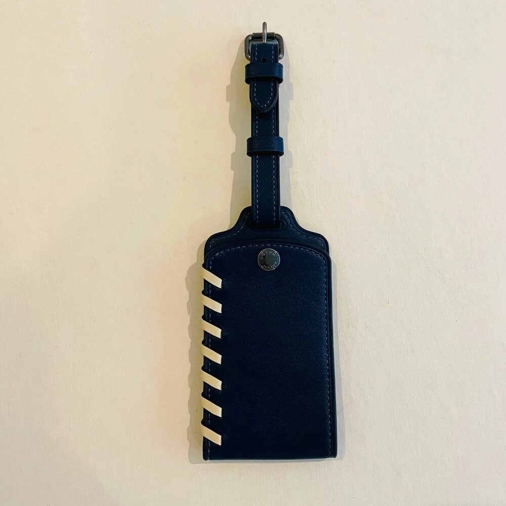 Coach Luggage Tag With Whipstitch smooth leather/Qb/Deep Blue/Chalk